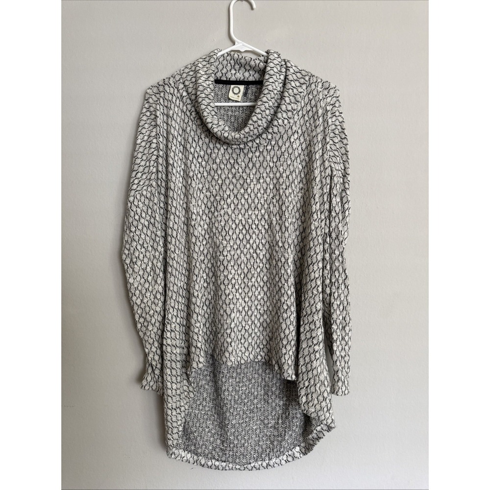 Akemi +‎ Kin Anthropologie Cowl Neck High-Low Textured Knit Sweater White ML